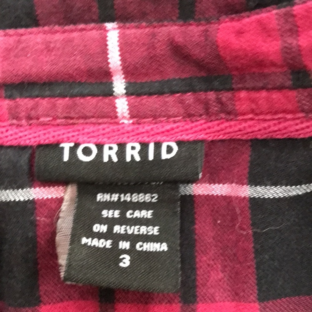 Torrid SZ 3X plaid front button cotton long sleeve shirt. - Picture 4 of 7
